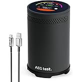 AEGTEST HOUND-3699 Radon Detector, 10-Minute Measurement Updates, Audible & Visual Alarm, Touchscreen Color Display, Long-Term Radon Concentration Monitoring for Home, pCi/L - Black