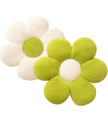 Lot 2 Coussins Fleur 40x40cm - Marguerites Douces Et Mignonnes Pour Canapé Lit Voiture Tatami