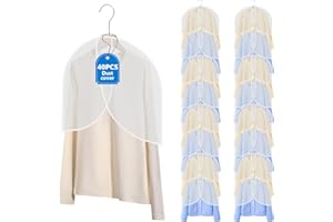 SYKUIHSG 40 Pack Gusseted Shoulder Cover, Clear Shoulder Covers for Clothes, Garment Shoulder Dust Covers Protector for Hangi