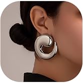 Statement Earrings for Women Chunky Gold and Silver Spiral Earrings | chunky gold spiral earrings with a geometric swirl shape create a trendy, eye-catching look for women