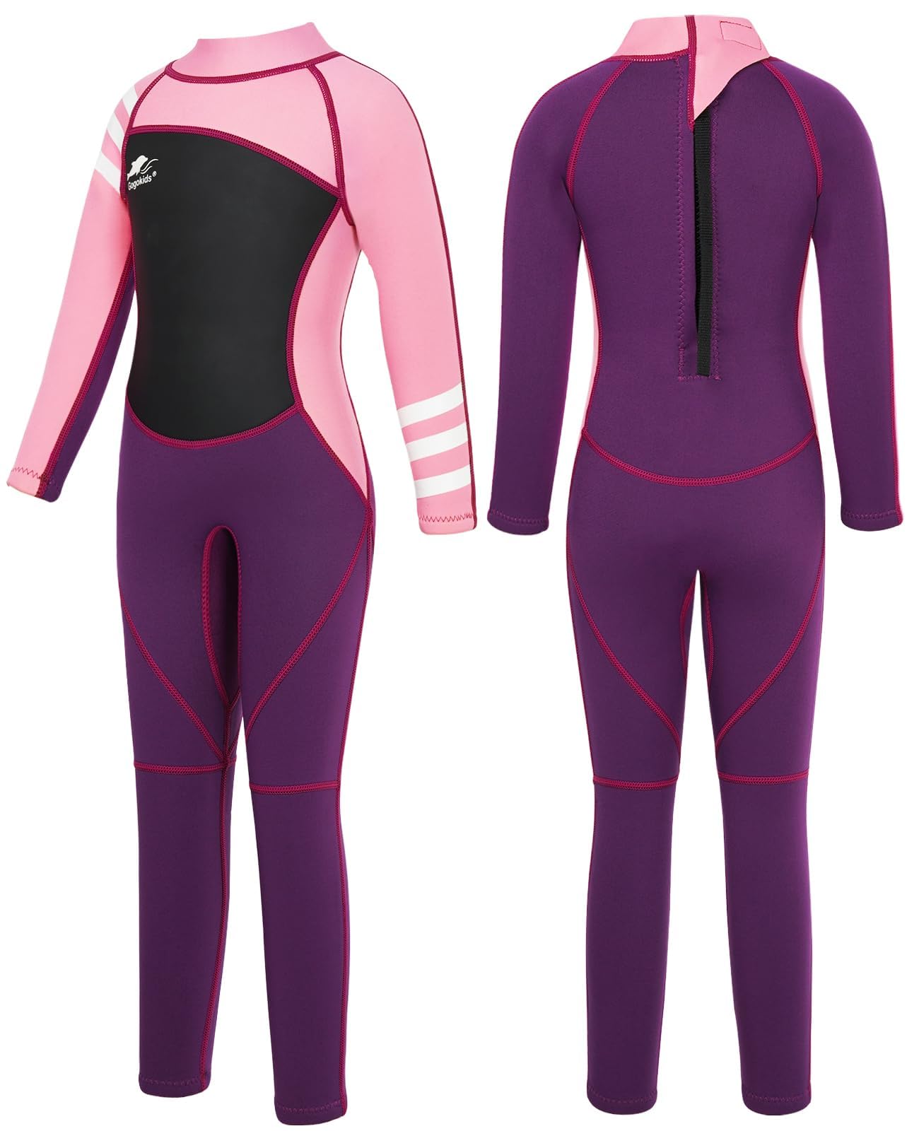 Gogokids Wetsuit Kids, 2.5mm Neoprene Thermal Wet Suits with UV Protection & Back Zipper, Full Swimsuit for Ages 3-10 Girls Boys Swimming in Cold Water, Surfing, Snorkeling