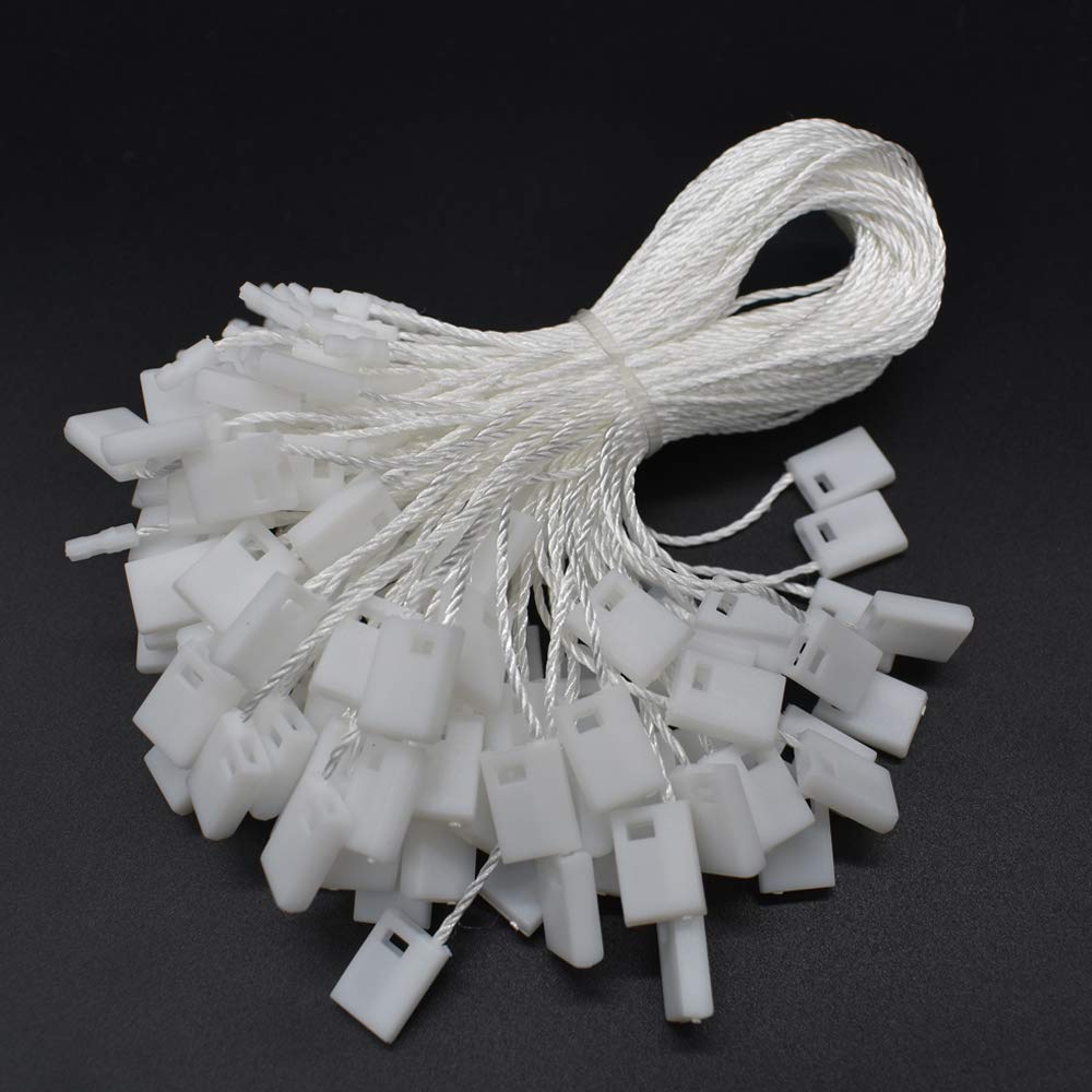 1000Pcs Hang Tag String Price Fasteners with Snap Lock for Attaching Labels, Clothes, Jewelry, Luggage Accessories (White)