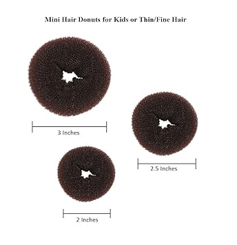 Sichun Bundle 3pcs Mini Brown Hair Donut Bun Maker Ring Style Mesh