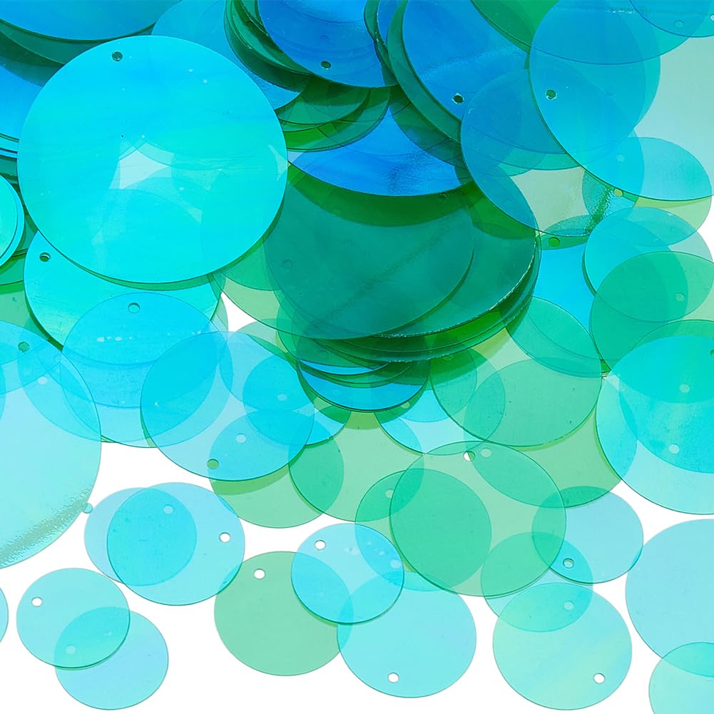 SUNNYCLUE 120G 6 Sizes Flat Round Sequin Paillettes Bulk Hole Sequins Plastic PVC Green Yellow Assortment Iridescent Applique Art Loose Sequins for Sewing Crafts DIY Embroidery Ornaments Supplies — image 1
