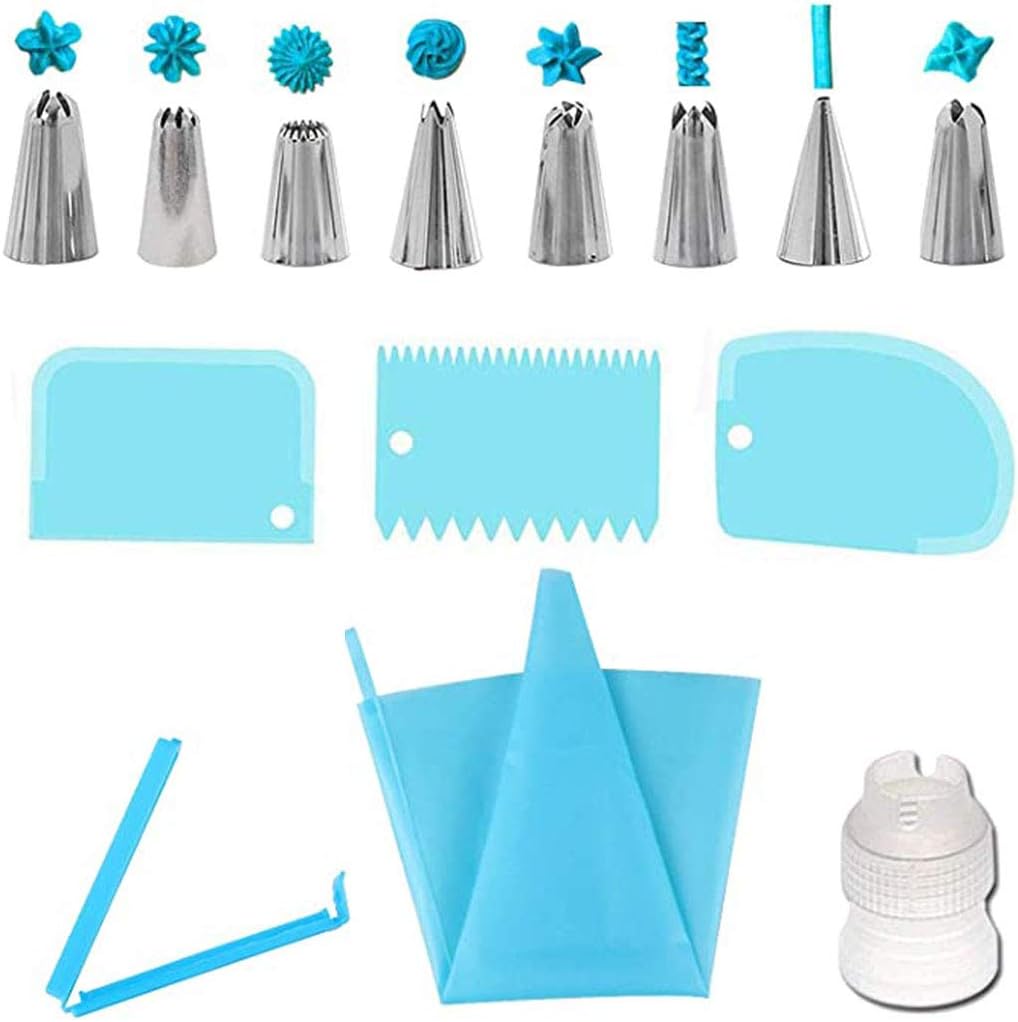 Cake Decorating Tips Set DIY Icing Pipe Cream Scraper Spatulas Sealing Clip Cake Decorating Tools 14PCS