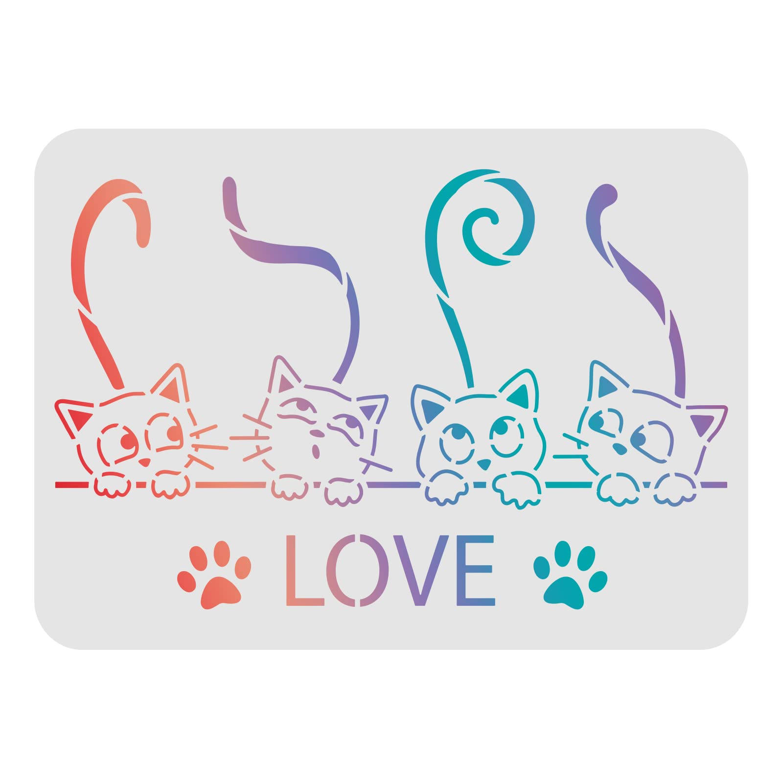 FINGERINSPIRE Cat Stencils 29.7x21cm Love Cat Pattern Stencil Reusable Cat Stencil Cat Paw StencilsTemplate Pet Cat Stencils for Painting on Wood, Floor, Wall, Fabric