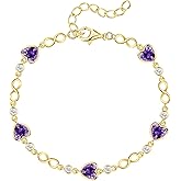 Valentine's Day Gift for Her | Sterling Silver Birthstone Bracelet for Women | Ideal Birthday Anniversary Jewelry | 14k G Plated Infinity Heart Link Adjustable Bracelet, Gifts for Wife Mom Girlfriend