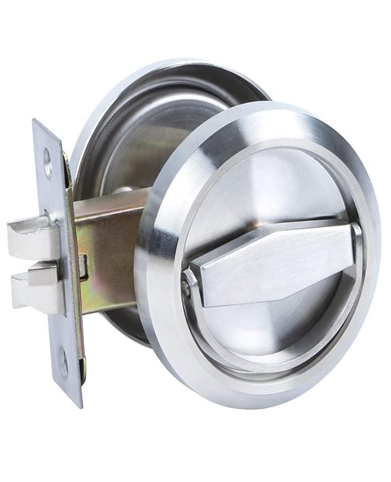 XIUXLI Passage Door Handle Lock Knobs Lock set - No Keys -Round Pocket Door Lock, Privacy Door Latch Lock, Stainless Steel 304 Storeroom Locks, Bed Room, Kitchen, Bathroom, Laundry Room Doors Silver