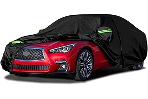 SPORTULI Waterproof Car Covers Replace for 2014-2025 Infiniti Q50 /Q60, 6 Layers All Weather Custom-fit Car Cover with Zipper Door & Windproof Bands for Snow Rain Dust Hail Protection (Q50)