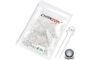 Chanzon 100 pcs 5mm White Straw Hat LED Diode Lights (Clear Transparent Lens 3V 20mA) Bright Lighting Bulb Lamps Electronics Components Indicator Light Emitting Diodes