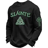 St Patricks Day Shirt Men Shamrock Sweater Outfit Saint Sweatshirt Funny Irish Waffle Long Sleeve Dress Crewneck Shirts