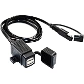 MOTOPOWER MP0609C 3.1Amp Waterproof Motorcycle Dual USB Charger Kit SAE to USB Adapter Cable Phone Tablet GPS Charger
