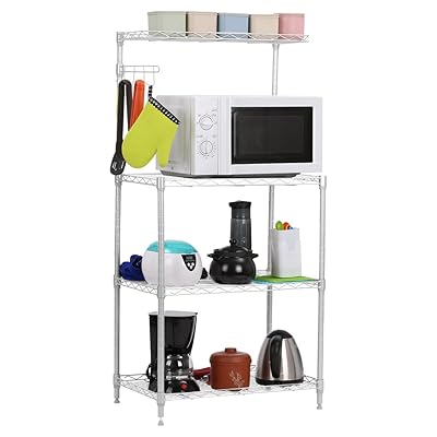 LANGRIA 3-Tier Microwave Stand Kitchen Oven Rack, Silver