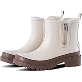 Jollywalk Ankle Rain Boots for Women, Cute Chelsea Women's Rain Boots Waterproof Outdoor Garden Shoes Non Slip Rubber Boots with Comfort Insole