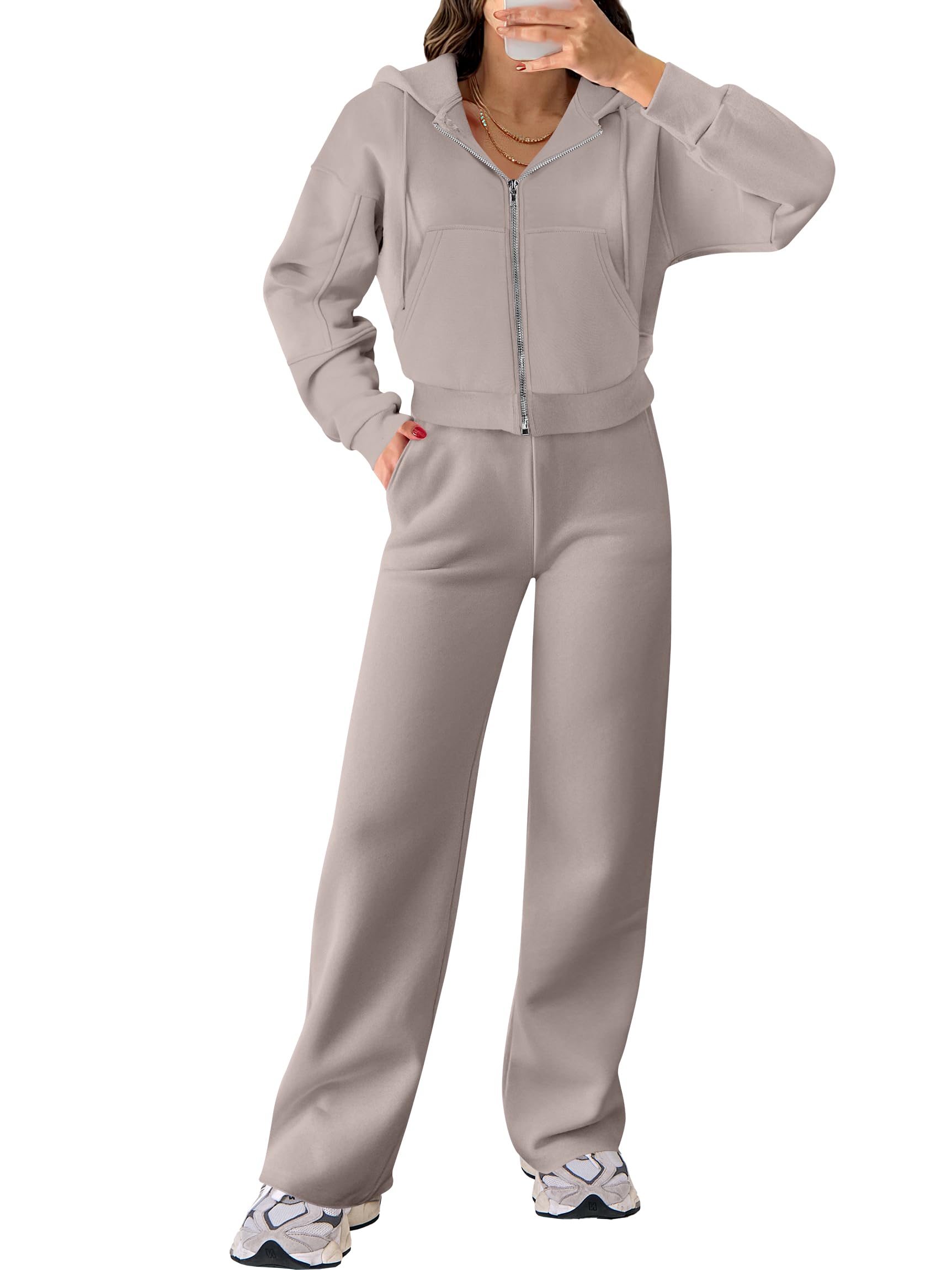 Photo 1 of (top only) ANRABESS Women 2 Piece Outfits Sweatsuit Zip Up Crop Hoodies SweatPants Lounge 