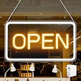 LED Open Sign 16x9 inch, 12V Super Bright Open Signs for Business, Open Neon Sign for Window Party Wall Shop Salon Club Hotel, (Yellow& White), with ON/OFF Switch & Adapter, Horizontal