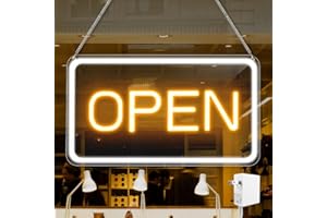 LED Neon Open Sign, (16 x 9 inch) Business Luminous Signs, Hanging Electric Signs, Electronic Lighting Sign for Shops, Office