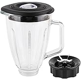 Veterger Replacement Parts 6-cups Glass Jar with Blade and Collar,Compatible with Hamilton Beach Blenders 54221,58153J,53520G