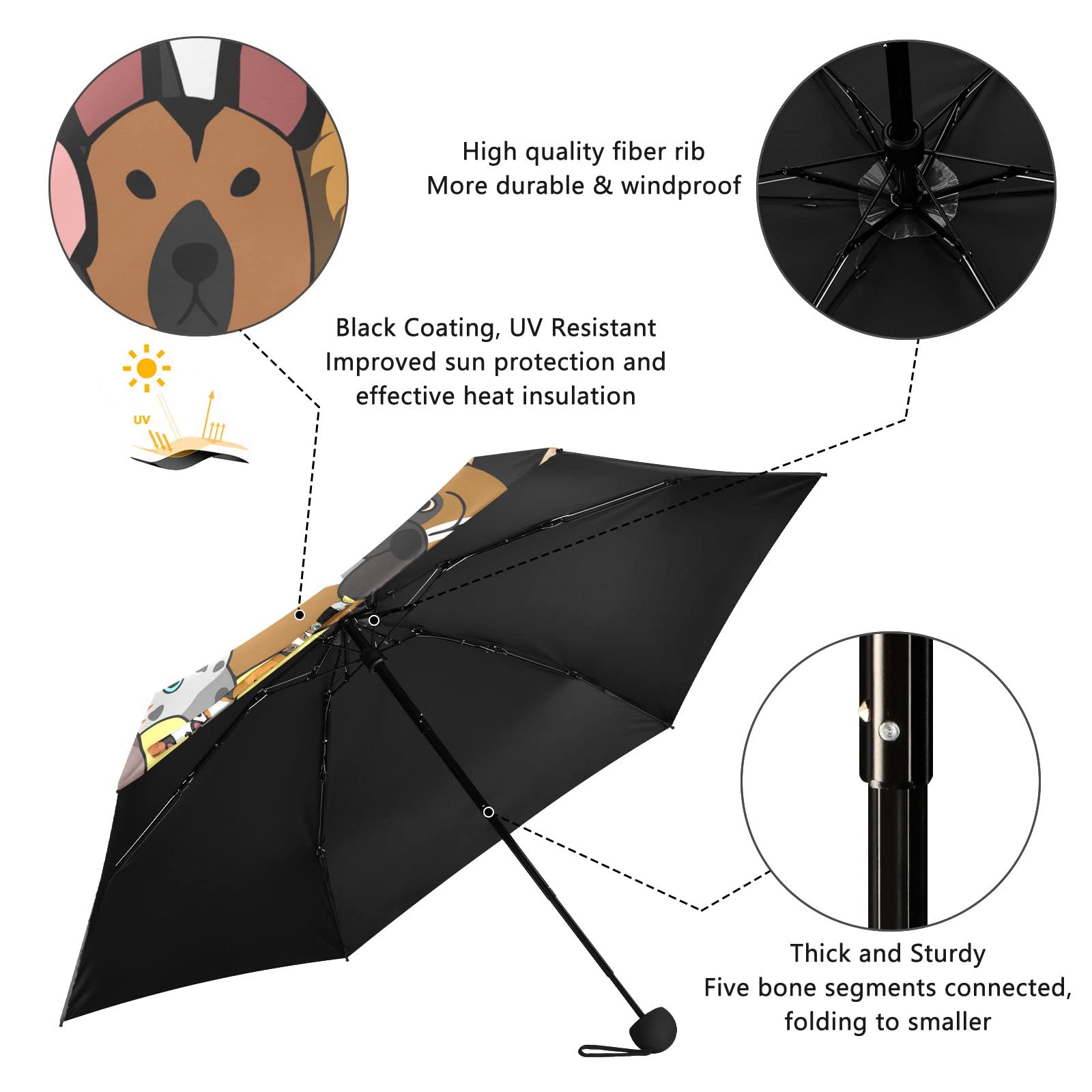MRMIAN Folding Umbrella for Rain Sun Travel Mini Lightweight Compact Umbrellas