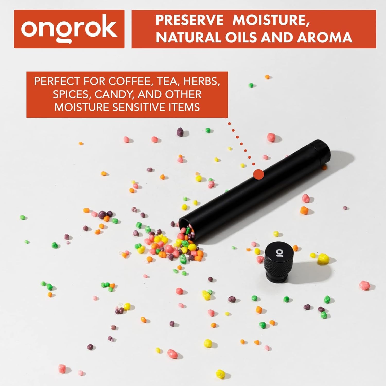 ONGROK Premium Storage Tube | Airtight Aircraft Grade Aluminum Metal, Pocket-Sized Opaque Holder | Perfect to Store Tea, Spices, Coffee (Black)