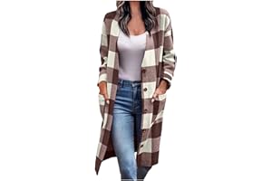 TARIENDY Shackets for Women 2023 Fall Plaid Jackets Oversized Button Down Flannel Shirts Fashion Long Sleeve Waffle Clothes