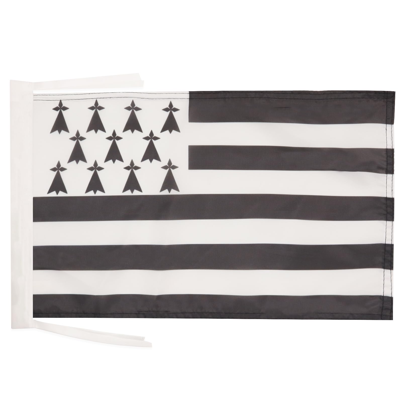 AZ FLAG - Brittany Flag - 18'' x 12'' - 100% Polyester French region of Bretagne Small Banner with Two Cords - Fade Resistant - Vivid Colors - 18x12 in - 45x30 Cm — image 1
