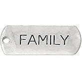 PEPPERLONELY 30pc Antiqued Silver Alloy Message Family Carved Rectangle Charms Pendants 21x8mm (7/8" x3/8")
