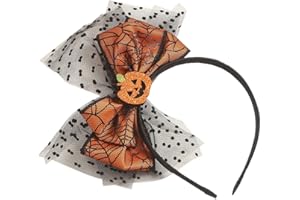 Beaupretty Halloween Bow Headband Pumpkin Headband Fascinator Bow Knot Headpiece with Mesh Decor Halloween Cosplay Party Favor for Women