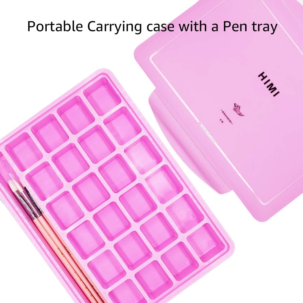 HIMI Gouache Paint Set, 24 Colours x 30ml with 3 Brushes & a Palette, Unique Jelly Cup Design, Non-Toxic - Image 5