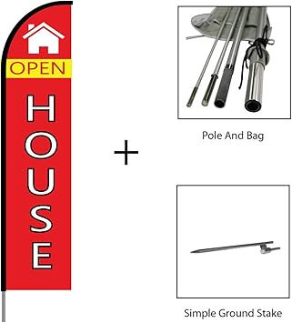 Amazon Com Open House Real Estate Signs Red Feather Flag