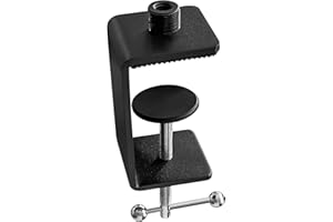 Table Microphone Clamp - Heavy-Duty Desk Mic Metal Clamp Mount with 5/8-27 Male and 3/8-16 Female Thread, 1PCS