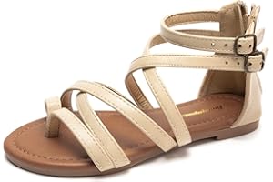 FUNKYMONKEY Girls Gladiator Strap Sandals Flat Fisherman Thong Cross Strappy Sandals