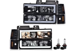 CNNELL Headlights Bumper & Corner Light LED DRL Compatible with GMC C10 C/K Suburban Sierra 1994-1999,Fit GMC C/K 1500/2500/3500 1994 1995 1996 1997 1998