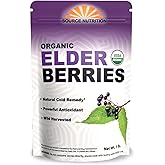 USDA Organic Dried Elderberries - Whole European Elderberry, Responsibly Wild Crafted, Perfect for Tea, Syrups, and More - Sambucas Nigra - 1 Pound (Certified Organic)