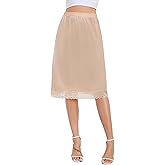 Lovasy Women Satin Half Slips Lace Long Underskirt Anti Static Under Skirt Soft Slip Dress for Skirts Dresses S-3XL