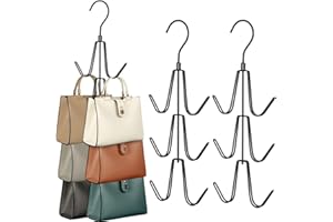 TOPIA HANGER Purse Hanger Organizer for Closet, 2-Pack Handbag Organizer Hanger, 360°Swivel Metal Purse Hooks, Bag Rack, Belt