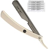 Parker PTW Push-Type Insert Load Barber Razor with 5 Half Blades | All-Stainless Steel Push-Type Design Allows Easy Blade Loading And Balanced Control For Precise Detailing And Close Shaving.