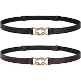 JASGOOD 2 Pack Women Skinny Leather Belt Thin Waist Belt for Jeans Pants Fashion Casual Belt