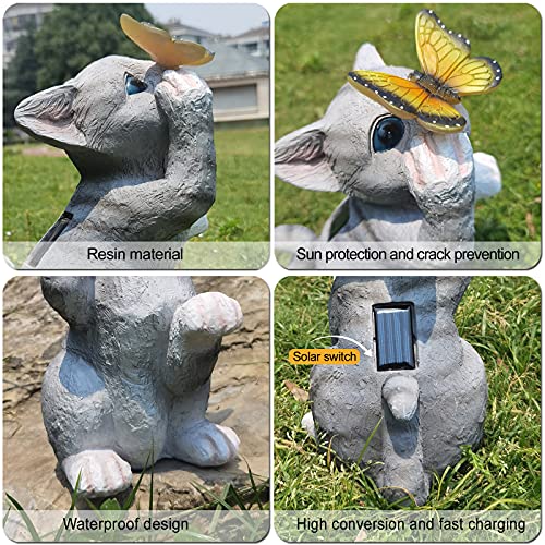 Gaobei Cat Statues Butterfly Solar Light Garden Decor, Garden Cat