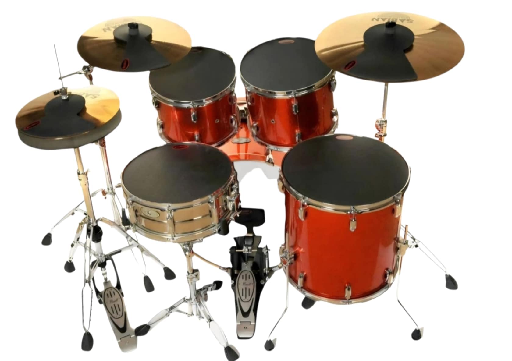 RockSolid 8 x AMERICAN FUSION Drum Practice Pads - PROFESSIONAL LEVEL - Drum Silencer Pads Kit - Includes Exclusive Bass Beater