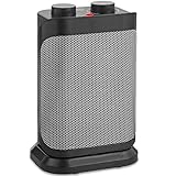 VonHaus 1500W Oscillating Ceramic Space Heater with Adjustable Thermostat, 2 Heat Settings, Fan Setting and Overheat Protection - Portable and Freestanding in Black