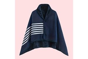 Fleece Wearable Blanket, Plaid Lap Blanket Comfy Poncho Throw with Buttons for Bed Sofa Office