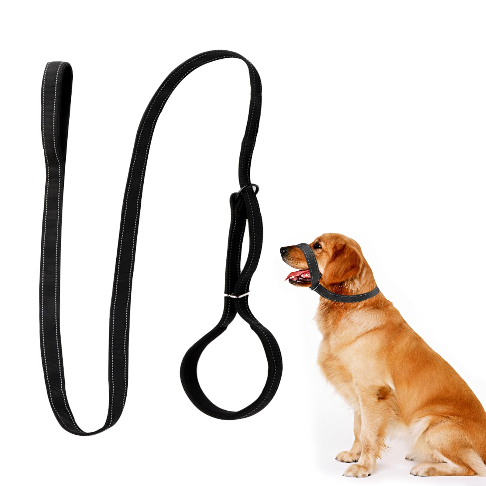 Figure of 8 Dog Lead 2.5 * 180cm, Reflective Dog Lead with Soft Comfy Padded Loop Handle and Nose Pads, Adjustable Dogs Leads for Training, Flat Rope for Small Medium Large Dogs