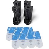 Stick Flag Mounting Bracket - 4 Pack - Fits 3/16" (~5mm) Diameter Wooden Flags Sticks (4"x6"Flag)- Removable Adhesive Strip (Black)