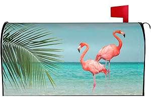 Abucaky Flamingos Standing in Clear Blue Sea Mailbox Cover Magnetic Waterproof Mailbox Wraps Post Letter Box Decor 21x18 in