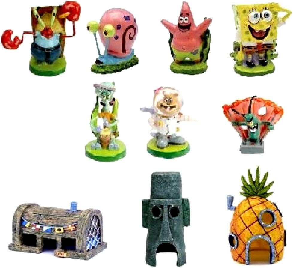 Amazon Com Spongebob Aquarium Decorations Set 10pc Sponge Toys