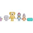 Bluey Figure 4-Pack, Pass The Parcel 2.5-3 inch, Bingo, Lucky's Dad and Lila Character Figures with Accessories