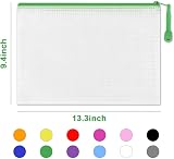 Umriox A4 Plastic Zip Folders 24 Pcs Mesh Document Wallets Waterproof 34x24cm view 2