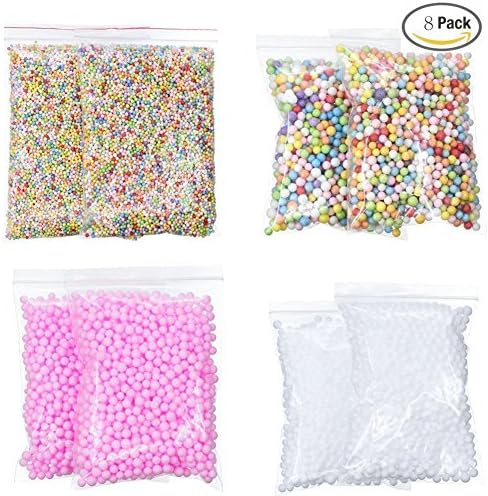 Slime Styrofoam Balls for Slime DIY and Art Craft Supplies– Small Colorful Floam Beads 0.1-0.18 Inch for Kids Homemade Slime, Home Decorative, Wedding and Party Decorations (8 Pack)