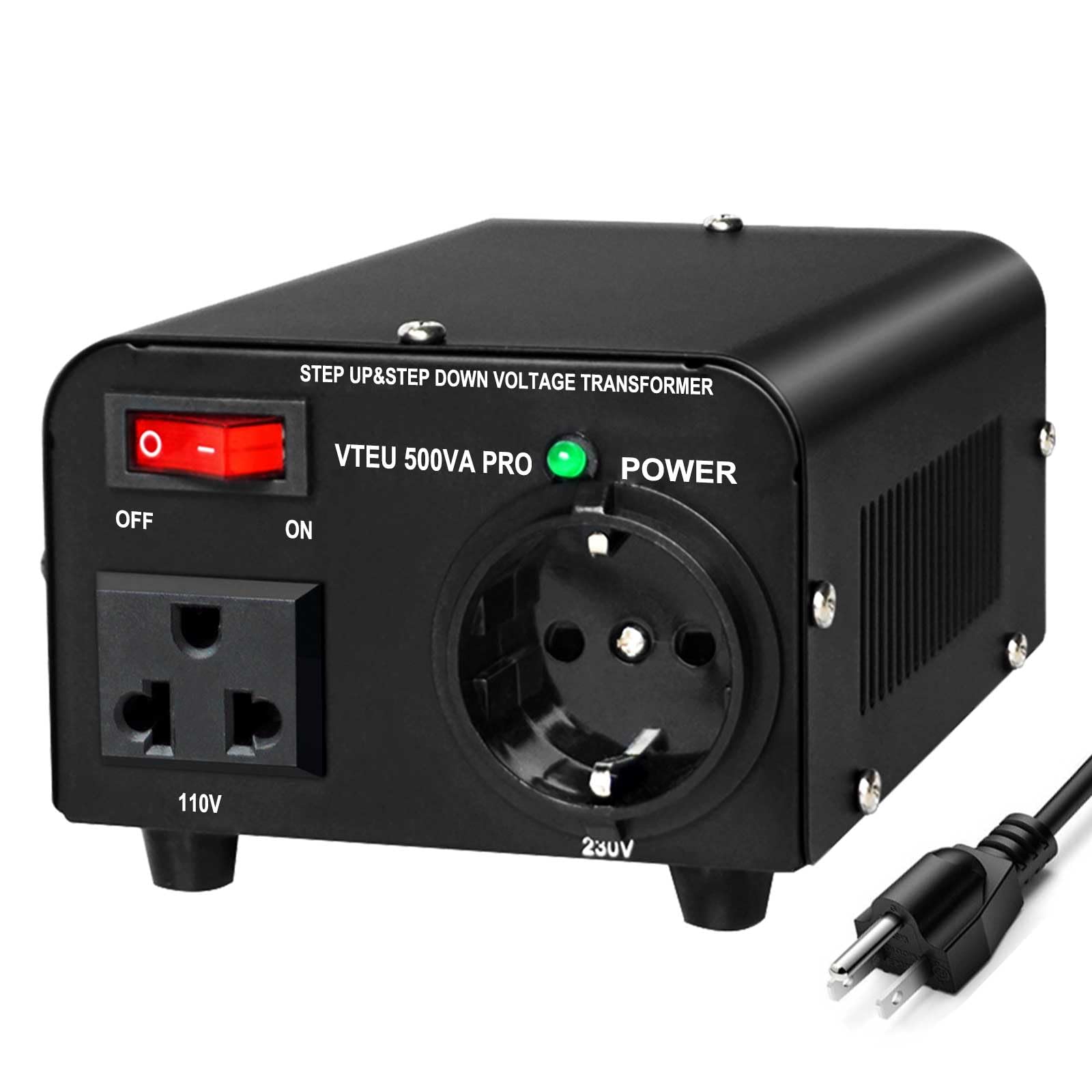 Photo 1 of Yinleader 110v to 220v European Voltage Converter Transformer 500W Step Up Converter 110/120 Volt to 220/230/240 Volt or Step Down 220 to 110 w/US Power Cord,Circuit Breaker Protection (VTEU-500)